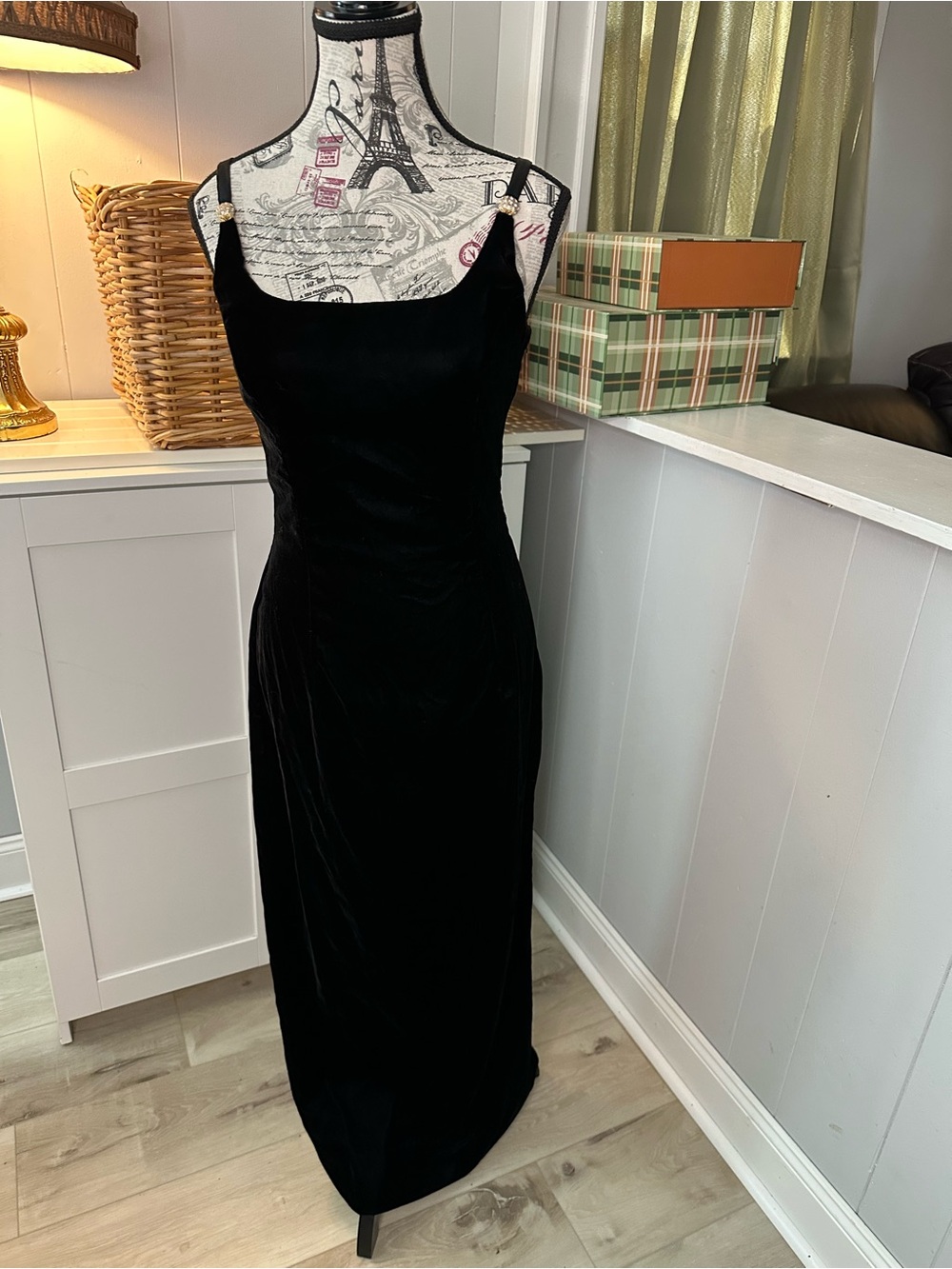 VTG 90s Scott McClintock Black Velvet Maxi Dress